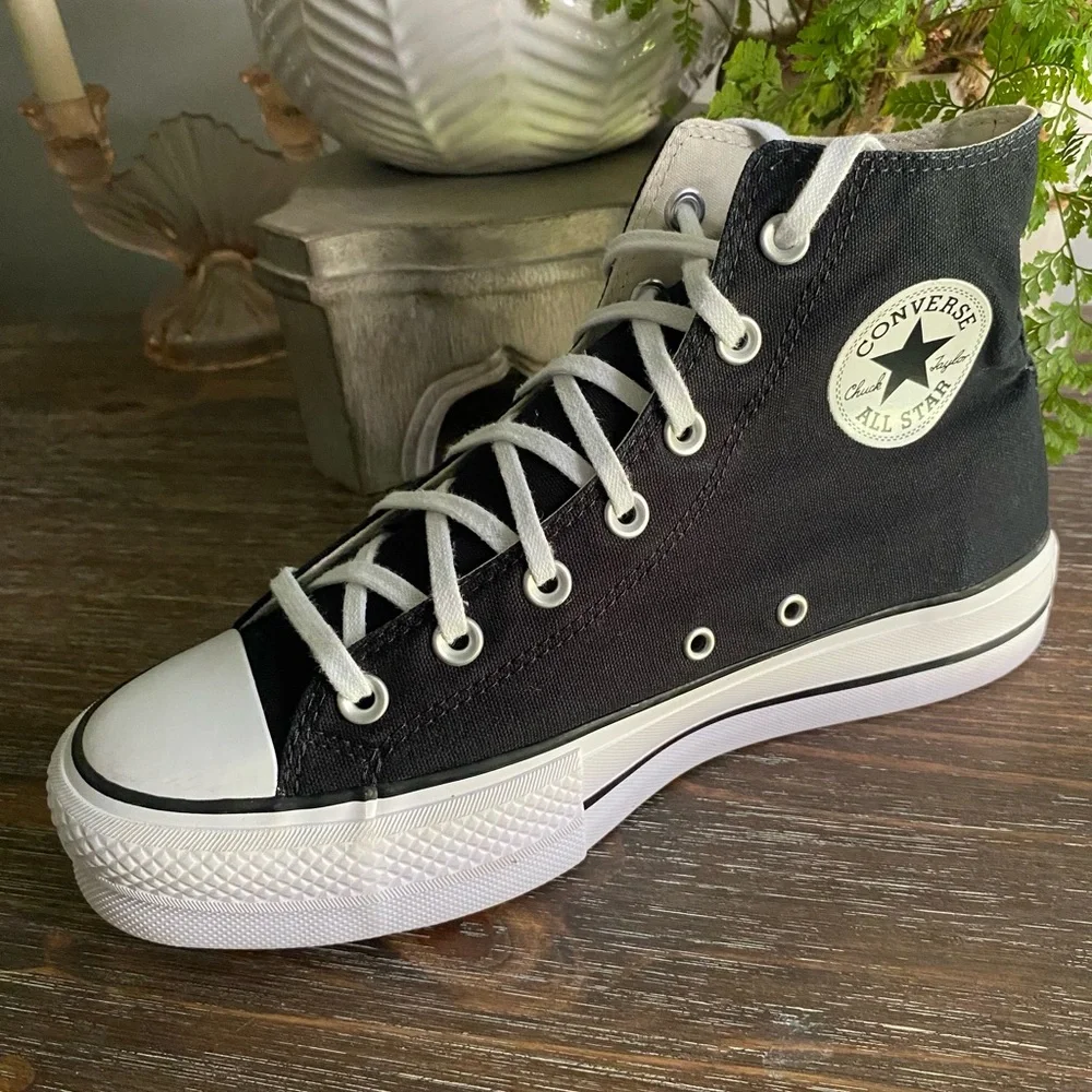 CONVERSE Chuck Taylor All‎ Star High-Top Platform Sneakers Shoes Womens 9 Black - Picture 4 of 9